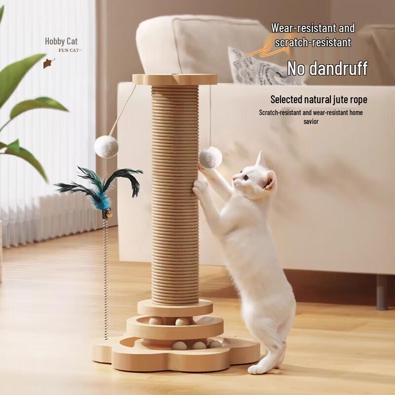 Вертикальная сизалевая когтеточка и игровой комплекс для кошек