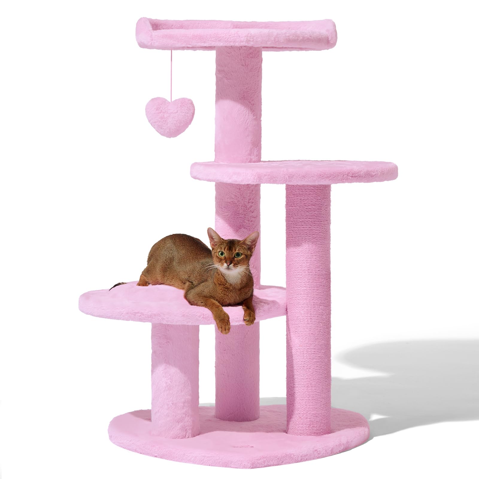 VETRESKA Кошачий комплекс Кошачий комплекс Гамак Розовое сердце для домашних кошек Несколько кошек Когтеточка 4 яруса Джут Сизаль Когтеточка для котят Снять скуку